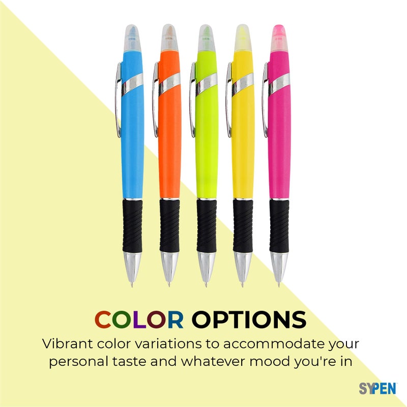سيبين قلم تحديد SyPen مع مجموعة أقلام حبر جاف، يأتي في مجموعة من الألوان الزاهية، 5 عبوات - Image 3